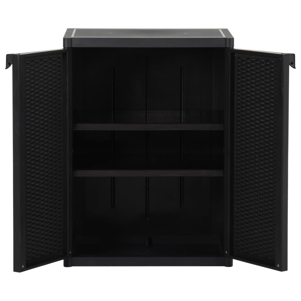 Gartenschrank Schwarz 65x45x88 cm PP Rattan-Optik Stilecasa