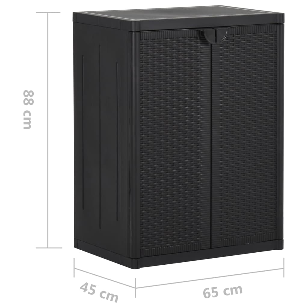 Gartenschrank Schwarz 65x45x88 cm PP Rattan-Optik Stilecasa