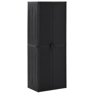 vidaXL Gartenschrank Schwarz 65x45x172 cm PP Rattan