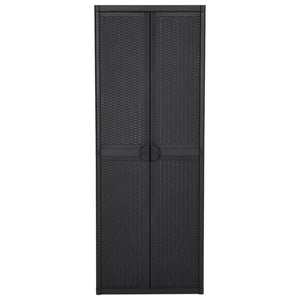 vidaXL Gartenschrank Schwarz 65x45x172 cm PP Rattan