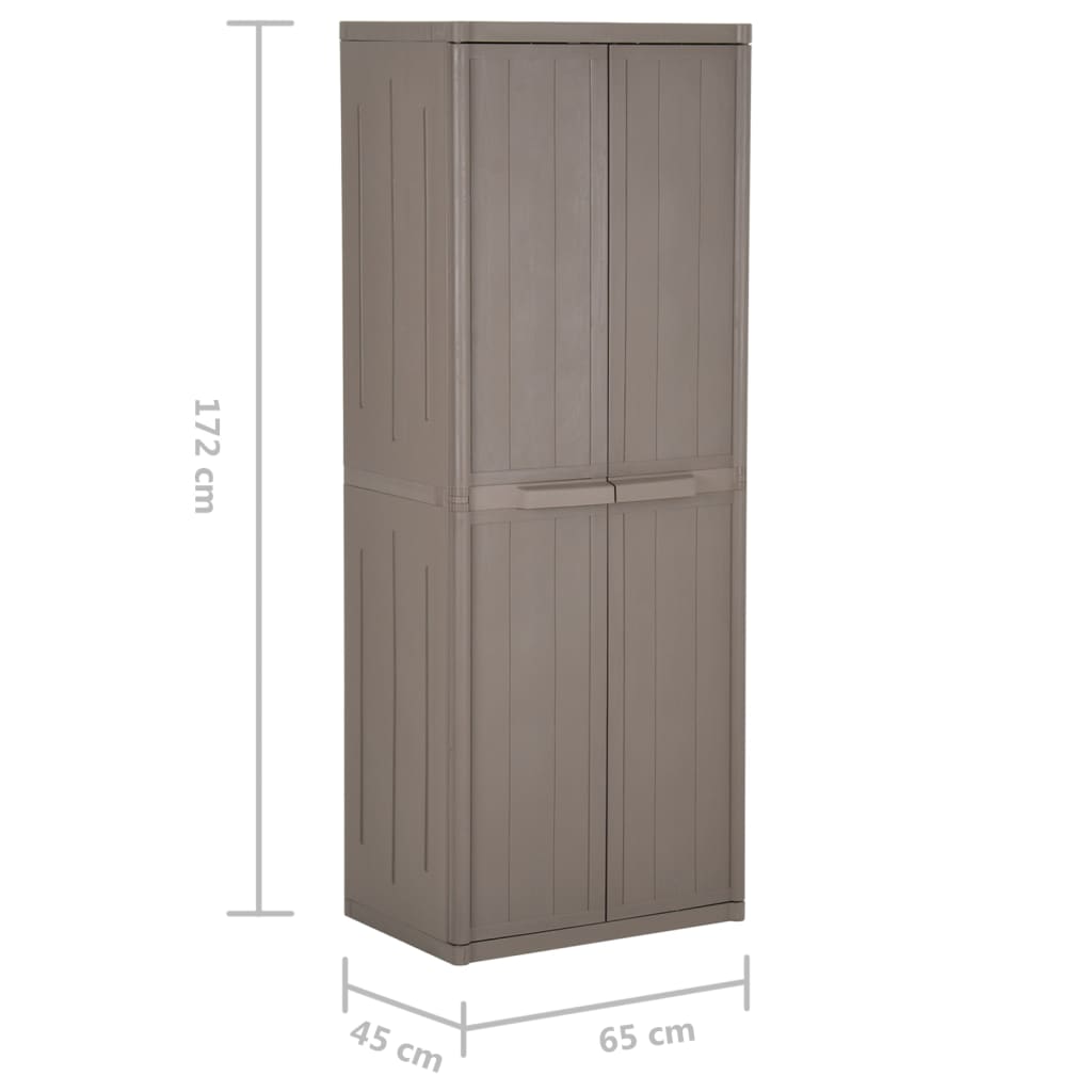 vidaXL Gartenschrank Braun 65x45x172 cm PP Holz-Optik