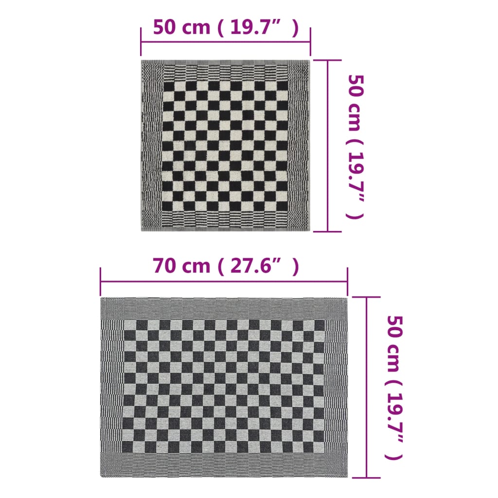 vidaXL 50-tlg. Handtuch-Set Schwarz und Weiß Baumwolle