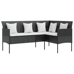 vidaXL Sofa in L-Form mit Kissen Poly Rattan Schwarz