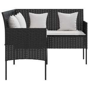 vidaXL Sofa in L-Form mit Kissen Poly Rattan Schwarz