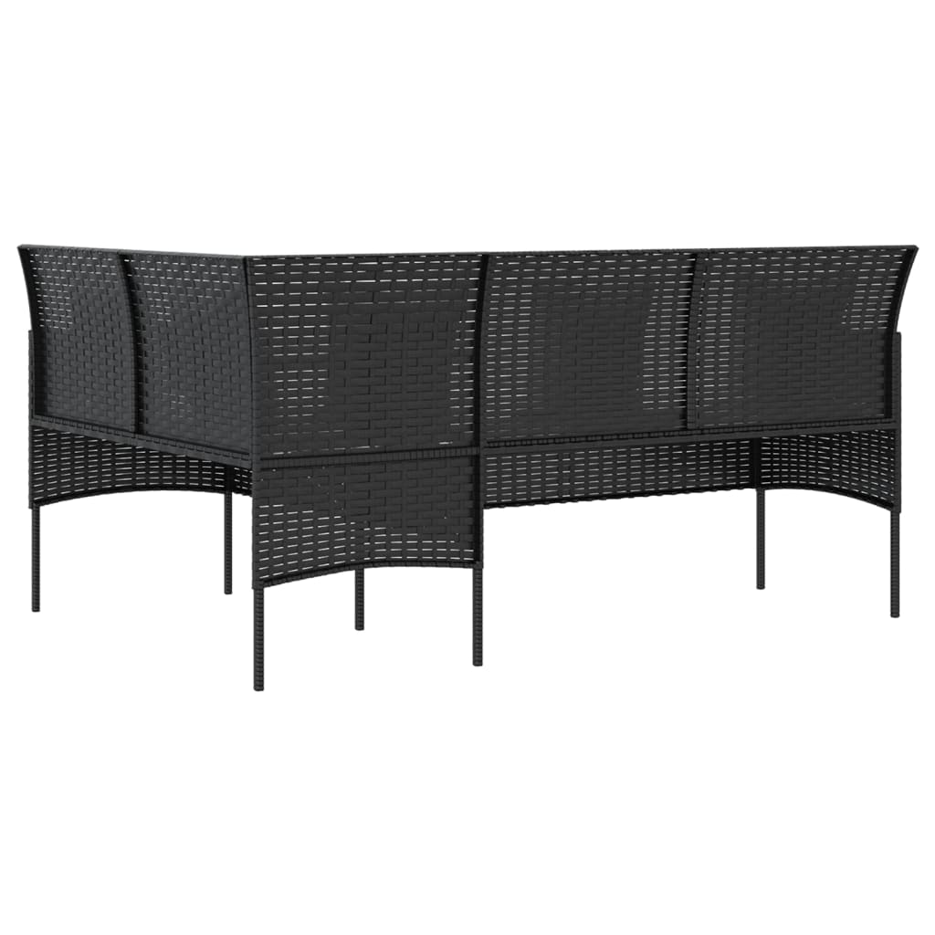 vidaXL Sofa in L-Form mit Kissen Poly Rattan Schwarz