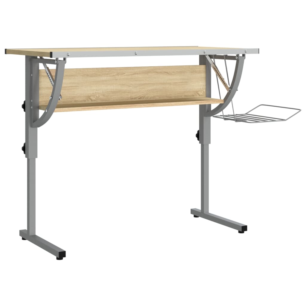 vidaXL Basteltisch Sonoma Eiche & Grau 110x53x(58-87) cm Holzwerkstoff