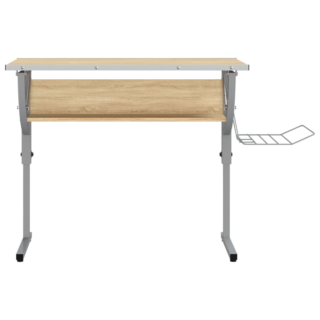 vidaXL Basteltisch Sonoma Eiche & Grau 110x53x(58-87) cm Holzwerkstoff