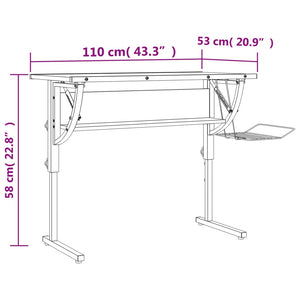 vidaXL Basteltisch Sonoma Eiche & Grau 110x53x(58-87) cm Holzwerkstoff