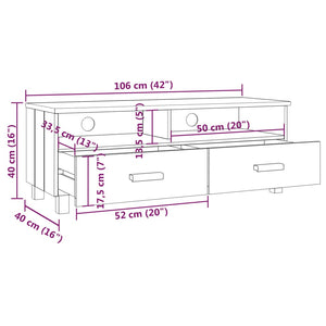 vidaXL TV-Schrank HAMAR Hellgrau 106x40x40 cm Massivholz Kiefer