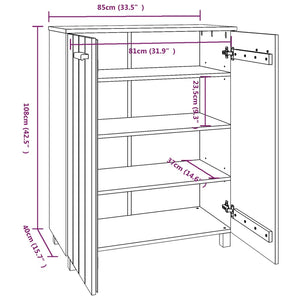 vidaXL Schuhschrank HAMAR Honigbraun 85x40x108 cm Massivholz Kiefer