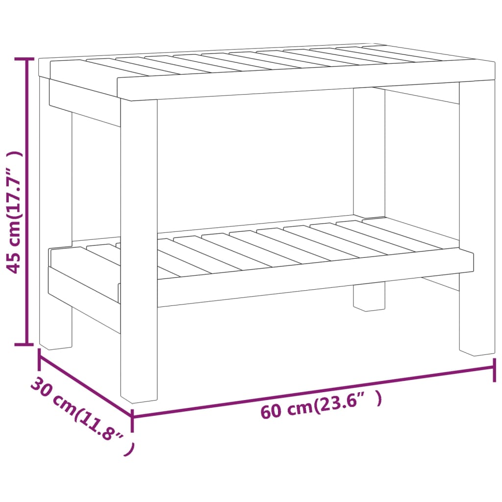 vidaXL Badezimmer-Beistelltisch 60x30x45 cm Massivholz Teak