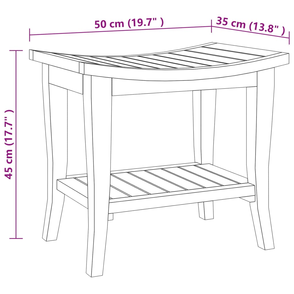 vidaXL Badezimmer-Beistelltisch 50x35x45 cm Massivholz Teak