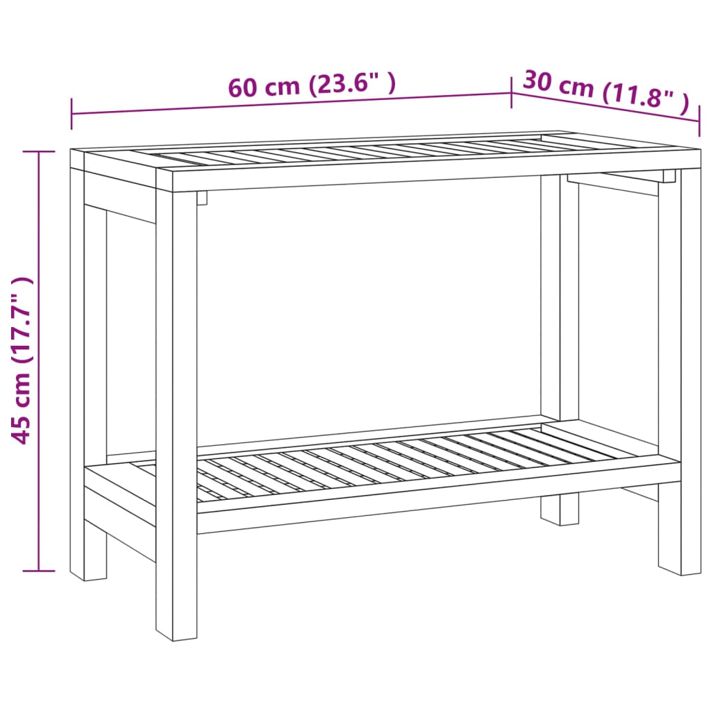 vidaXL Badezimmer-Beistelltisch 60x30x45 cm Massivholz Teak