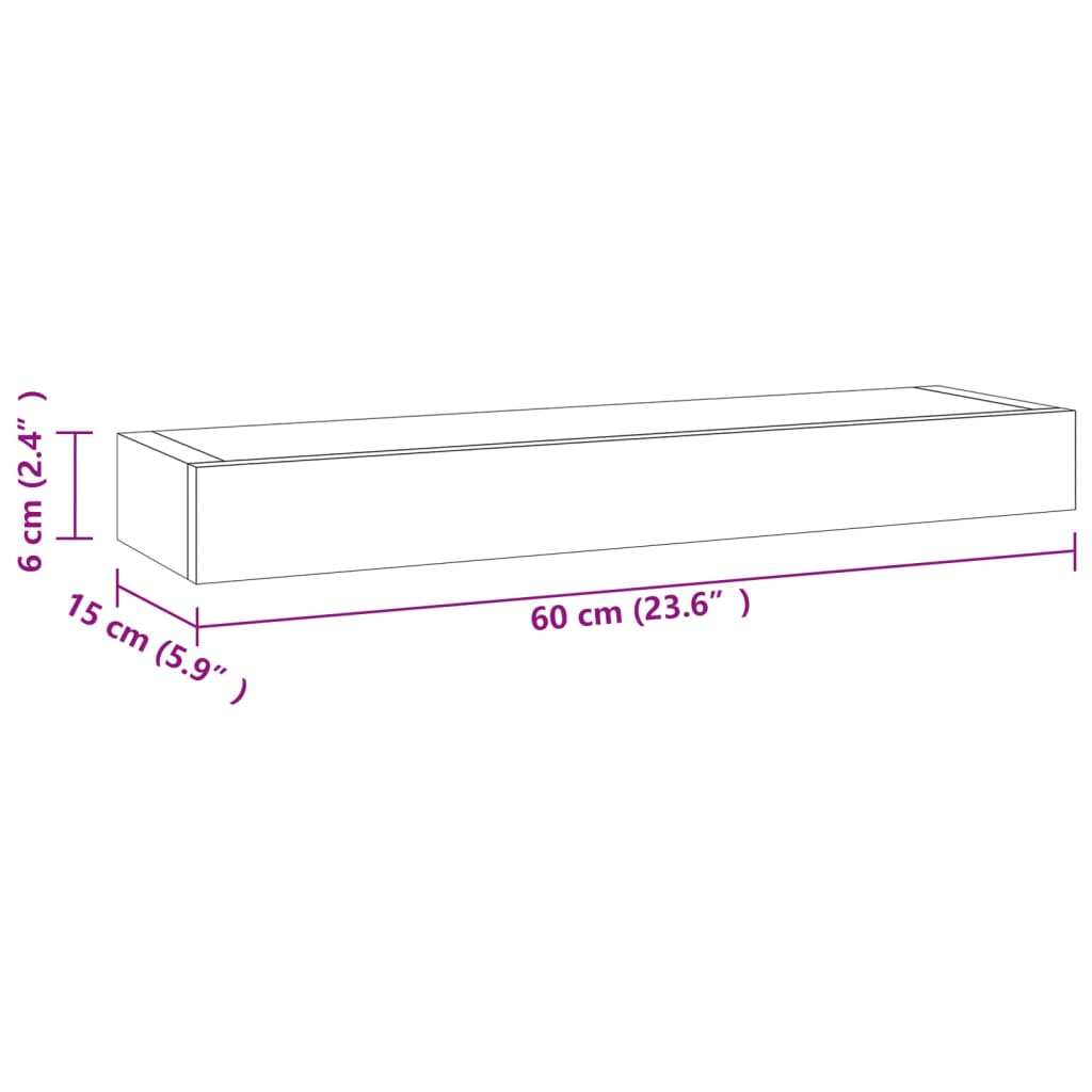 vidaXL Wandregale 2 Stk. 60x15x4 cm Massivholz Teak