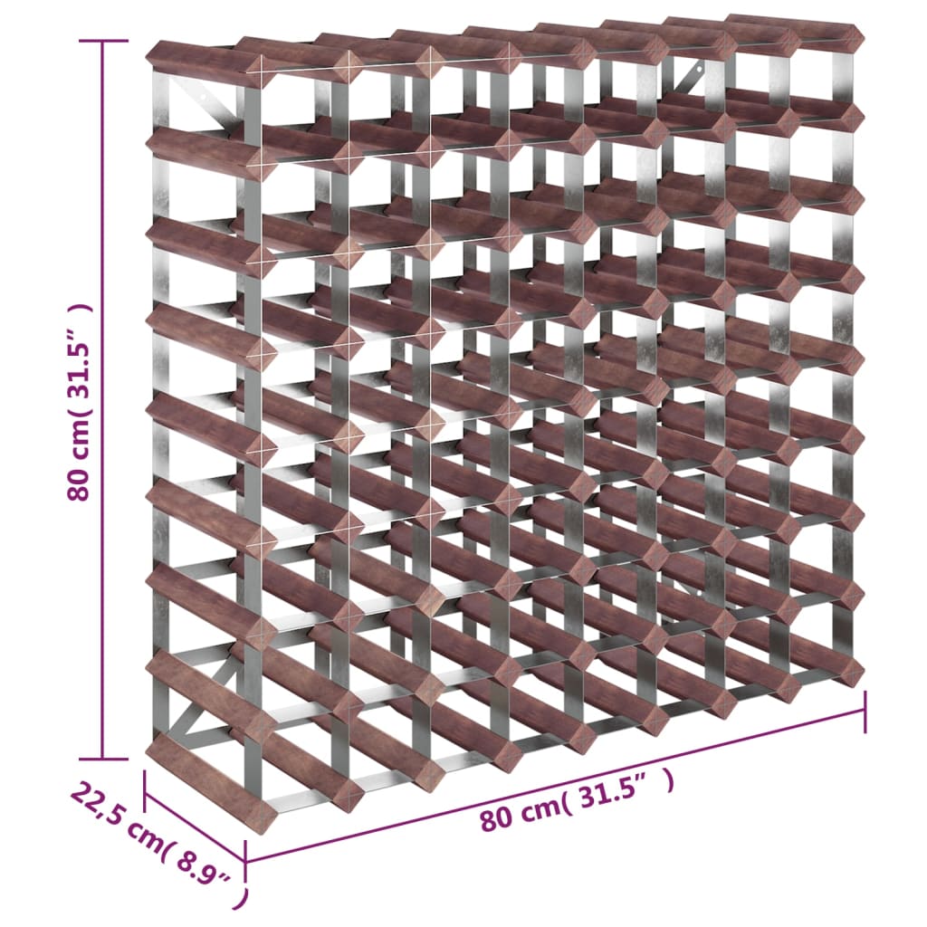 vidaXL Weinregal für 72 Flaschen Braun Massivholz Kiefer