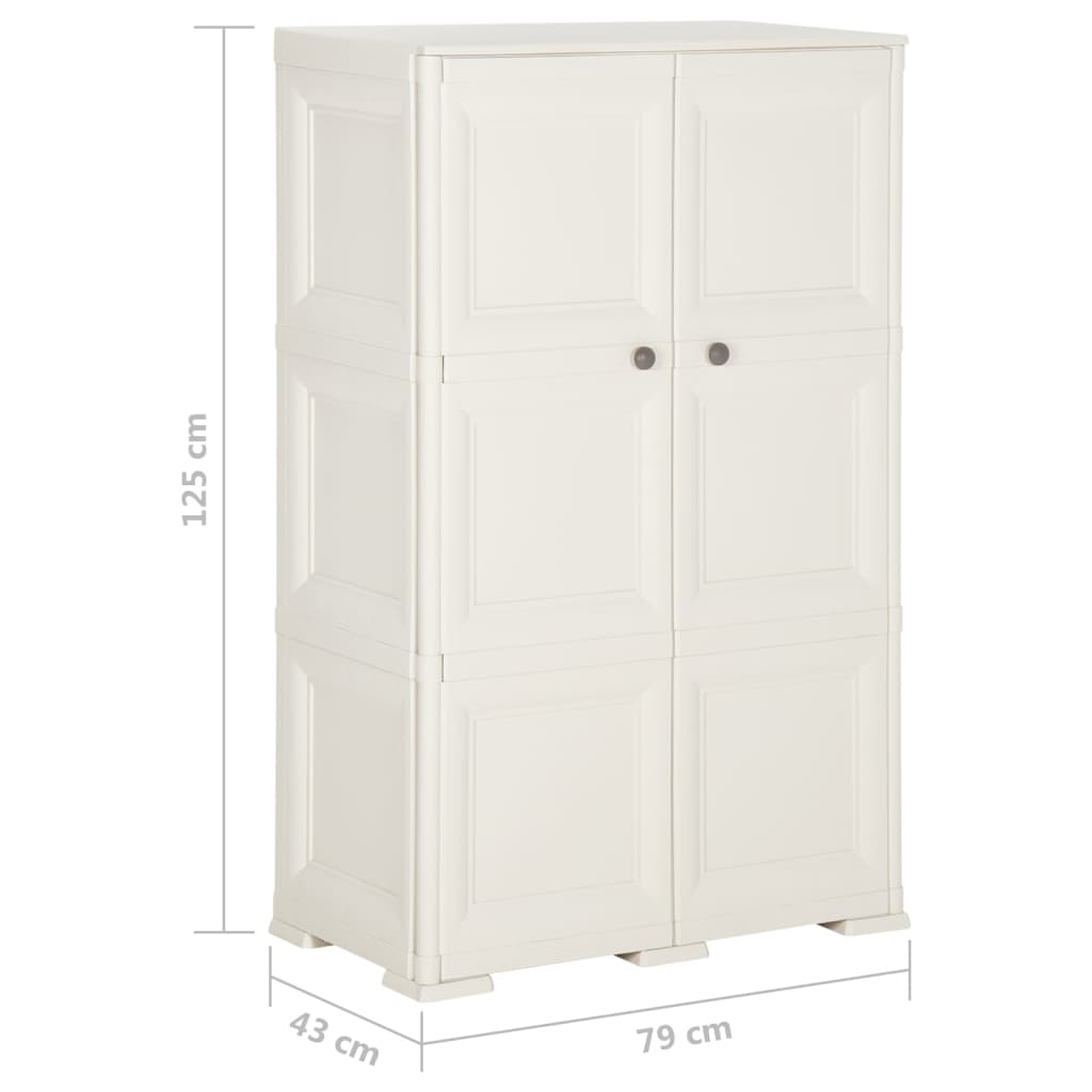 vidaXL Kunststoffschrank 79x43x125 cm Holzdesign Angora-Weiß