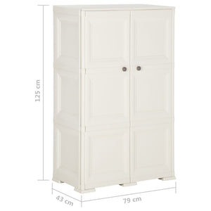 vidaXL Kunststoffschrank 79x43x125 cm Holzdesign Angora-Weiß