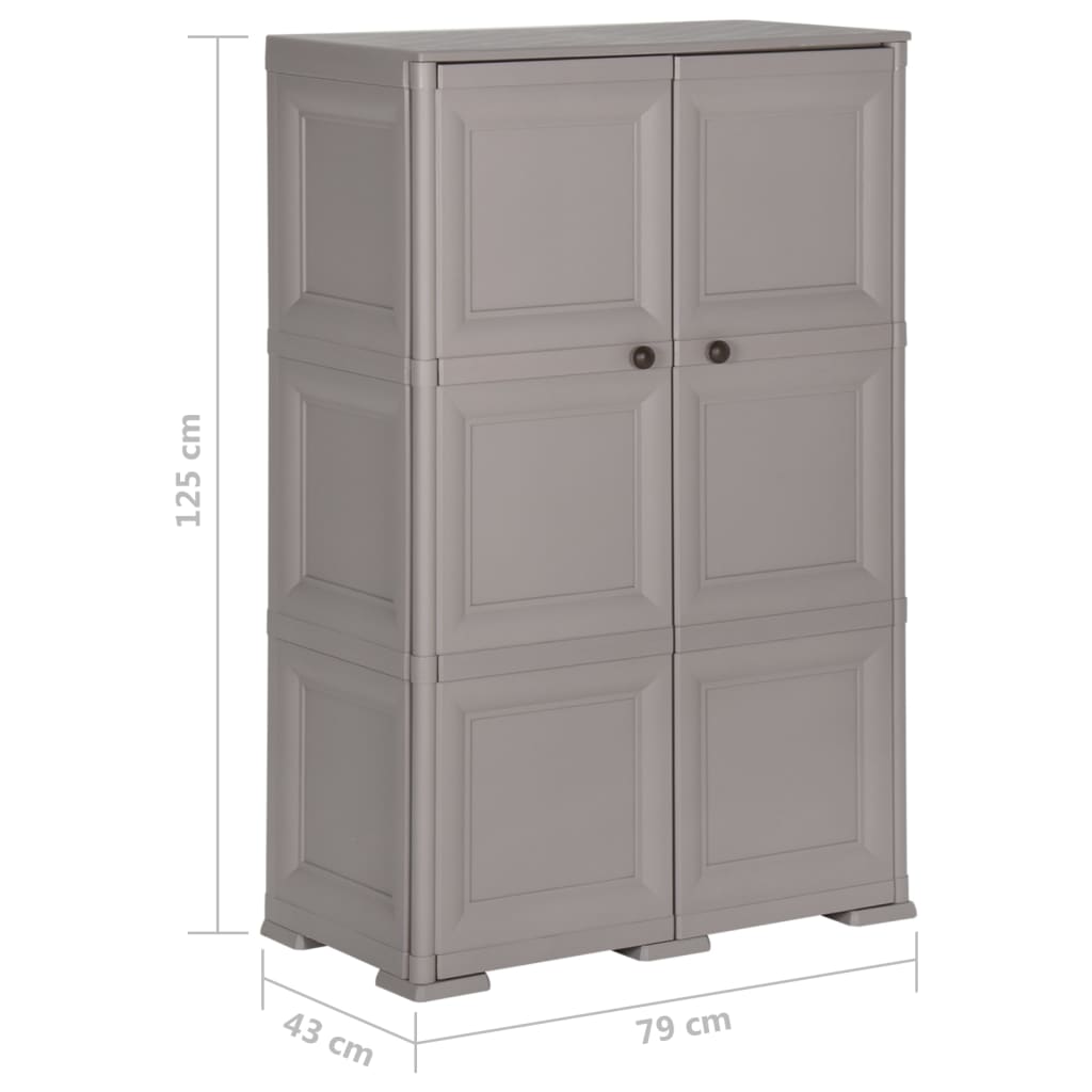 Kunststoffschrank 79x43x125 cm Holzdesign Grau Stilecasa