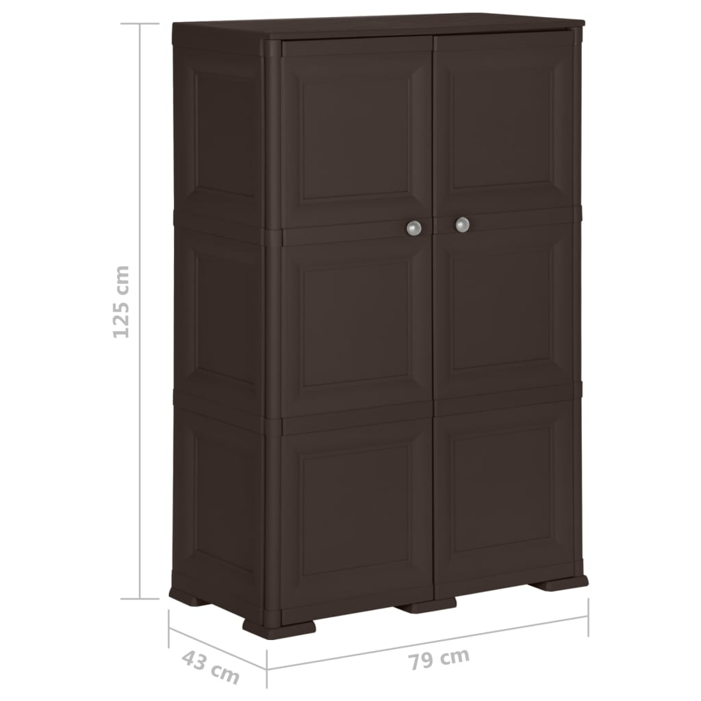 vidaXL Kunststoffschrank 79x43x125 cm Holzdesign Braun