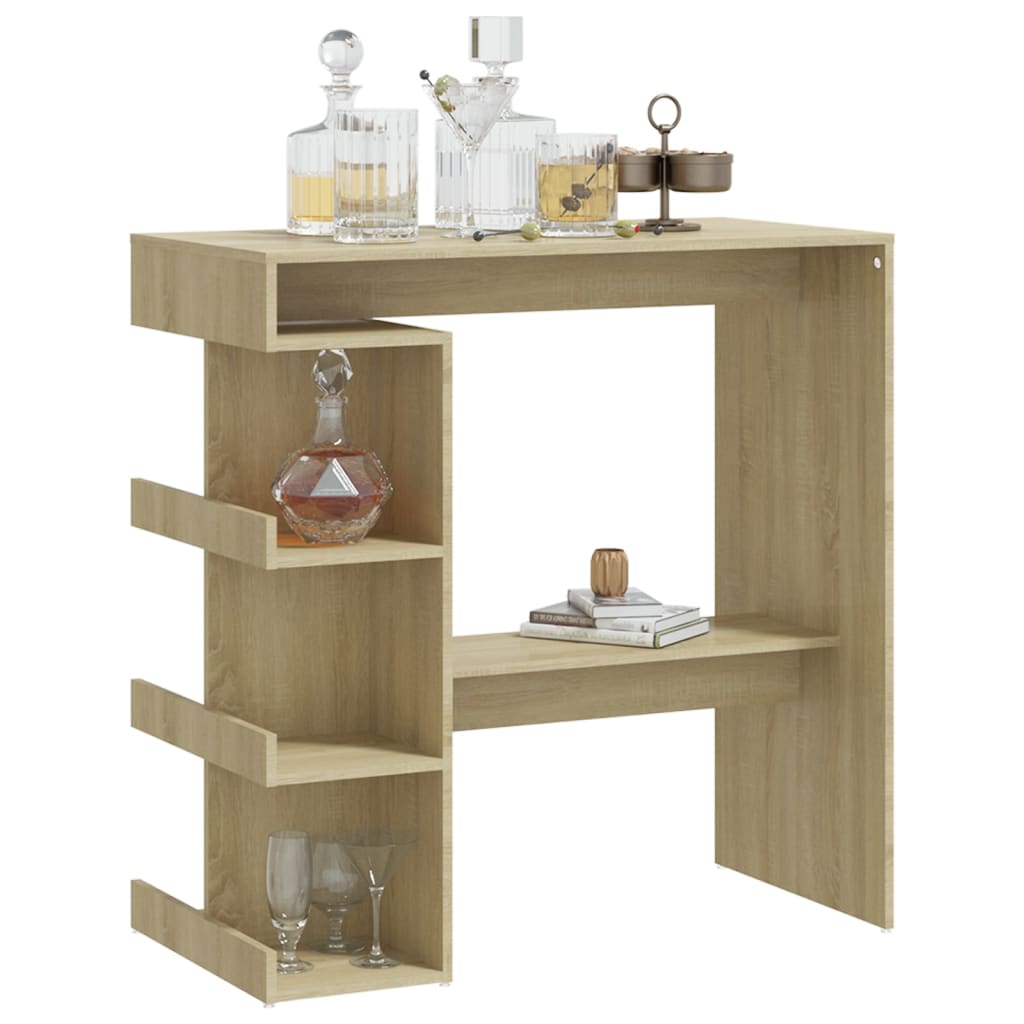 Bartisch mit Regal Sonoma-Eiche 100x50x101,5 cm Holzwerkstoff Stilecasa