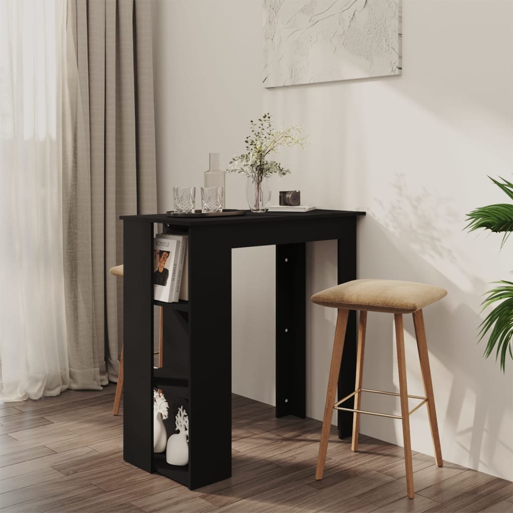 Bartisch mit Regal Schwarz 102x50x103,5 cm Holzwerkstoff