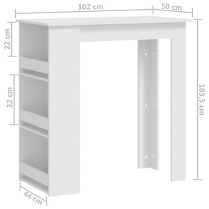 Bartisch mit Ablagefläche Weiß 102x50x103,5 cm Holzwerkstoff Stilecasa