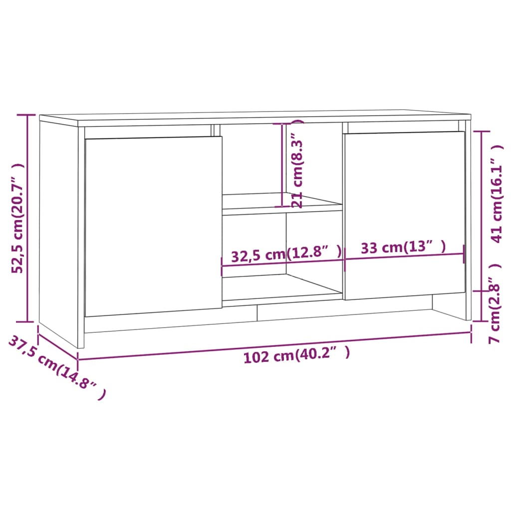 TV-Schrank Schwarz 102x37,5x52,5 cm Holzwerkstoff Stilecasa