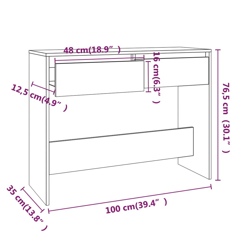 Konsolentisch Schwarz 100x35x76,5 cm Holzwerkstoff Stilecasa