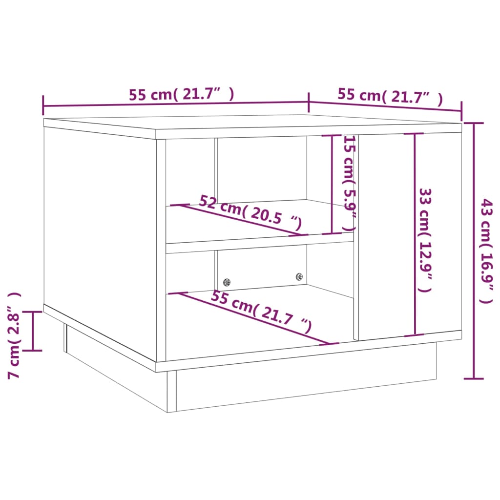 Couchtisch Weiß 55x55x43 cm Holzwerkstoff Stilecasa