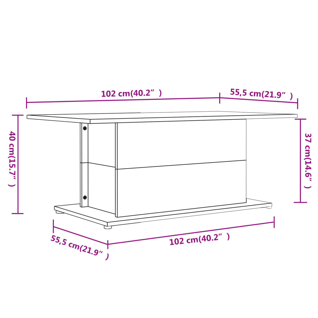 vidaXL Couchtisch Weiß 102x55,5x40 cm Holzwerkstoff