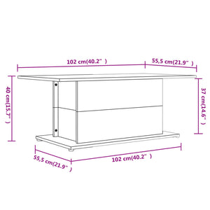 vidaXL Couchtisch Weiß 102x55,5x40 cm Holzwerkstoff