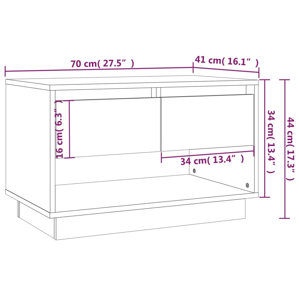 vidaXL TV-Schrank Grau Sonoma 70x41x44 cm Holzwerkstoff