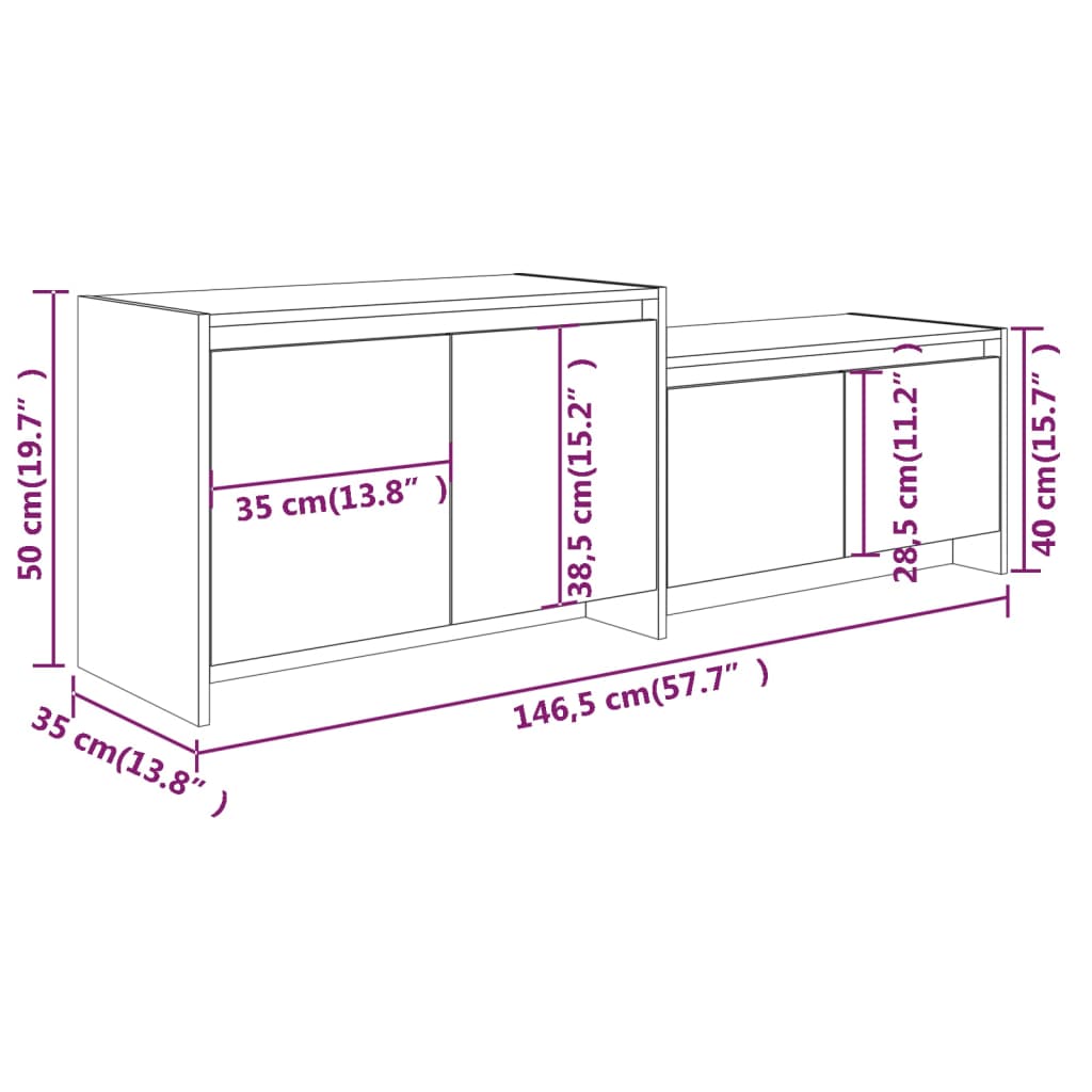 TV-Schrank Braun Eichen-Optik 146,5x35x50 cm Holzwerkstoff Stilecasa