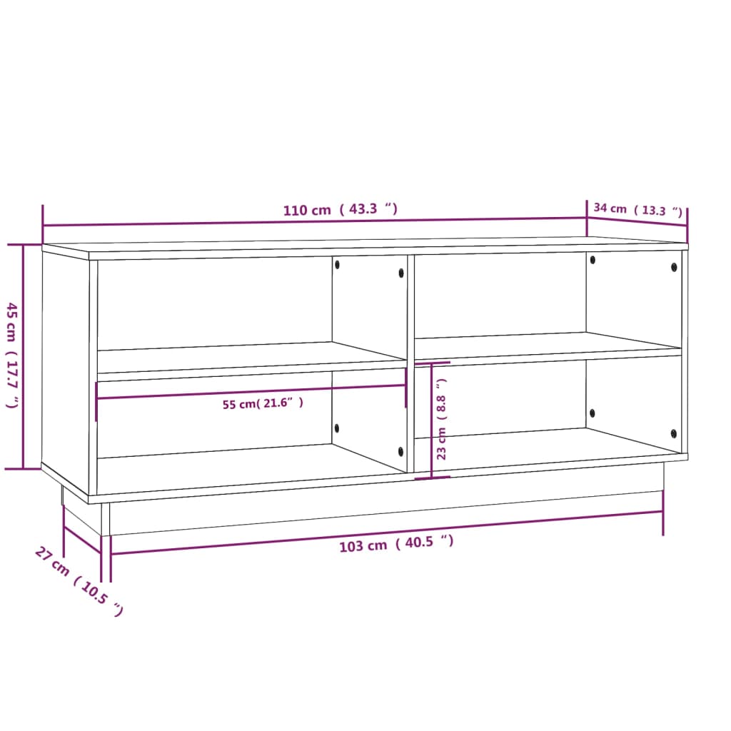 vidaXL Schuhregal Schwarz 110x34x45 cm Massivholz Kiefer