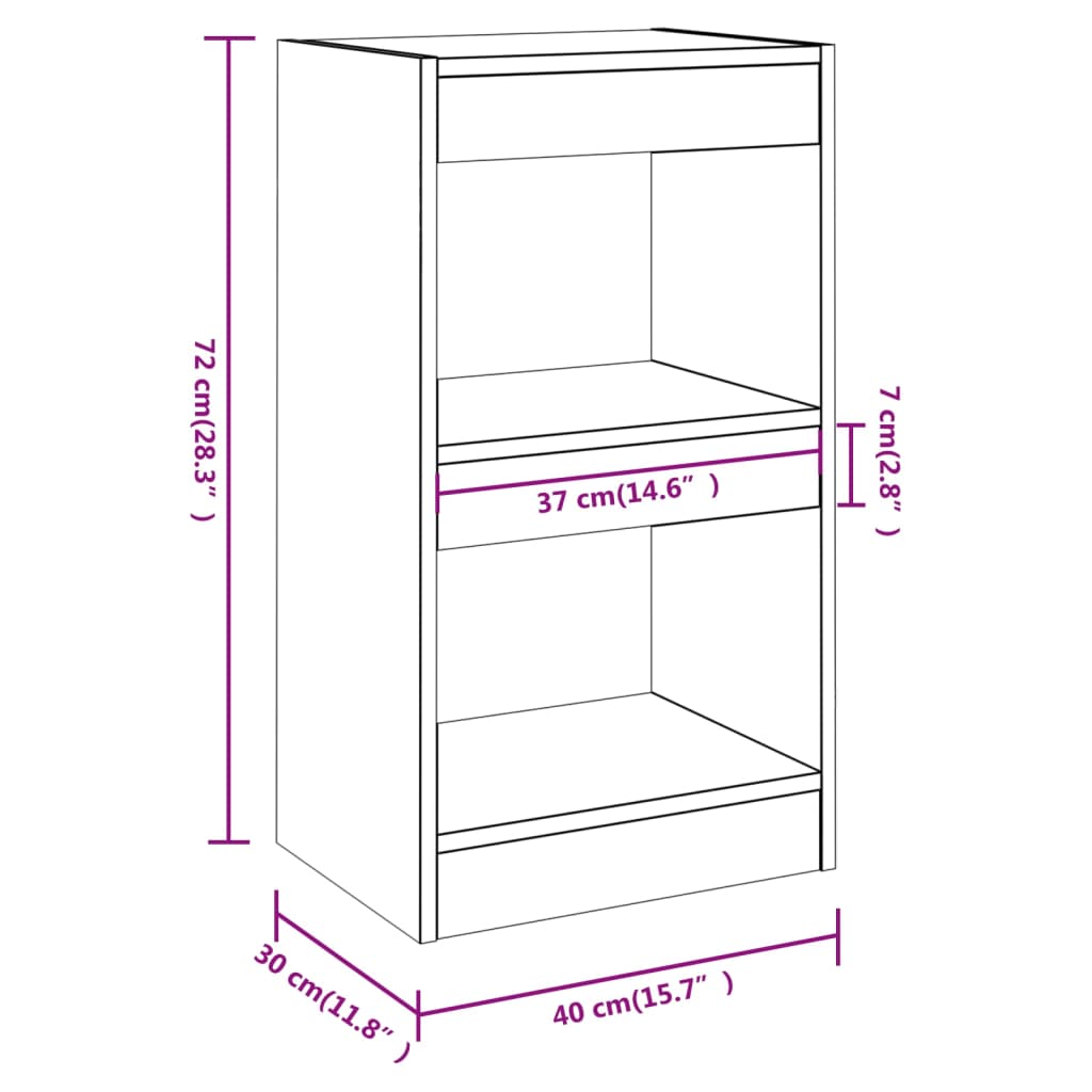 vidaXL Bücherregal/Raumteiler Räuchereiche 40x30x72 cm