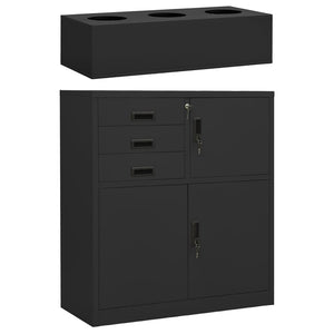 Büroschrank mit Pflanzkasten Anthrazit 90x40x125 cm Stahl Stilecasa