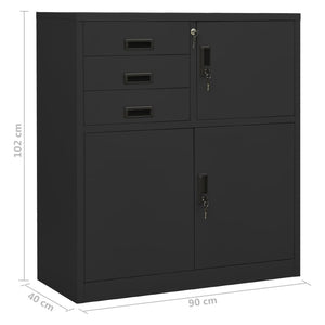 Büroschrank mit Pflanzkasten Anthrazit 90x40x125 cm Stahl Stilecasa