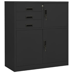 Büroschrank mit Pflanzkasten Anthrazit 90x40x125 cm Stahl Stilecasa