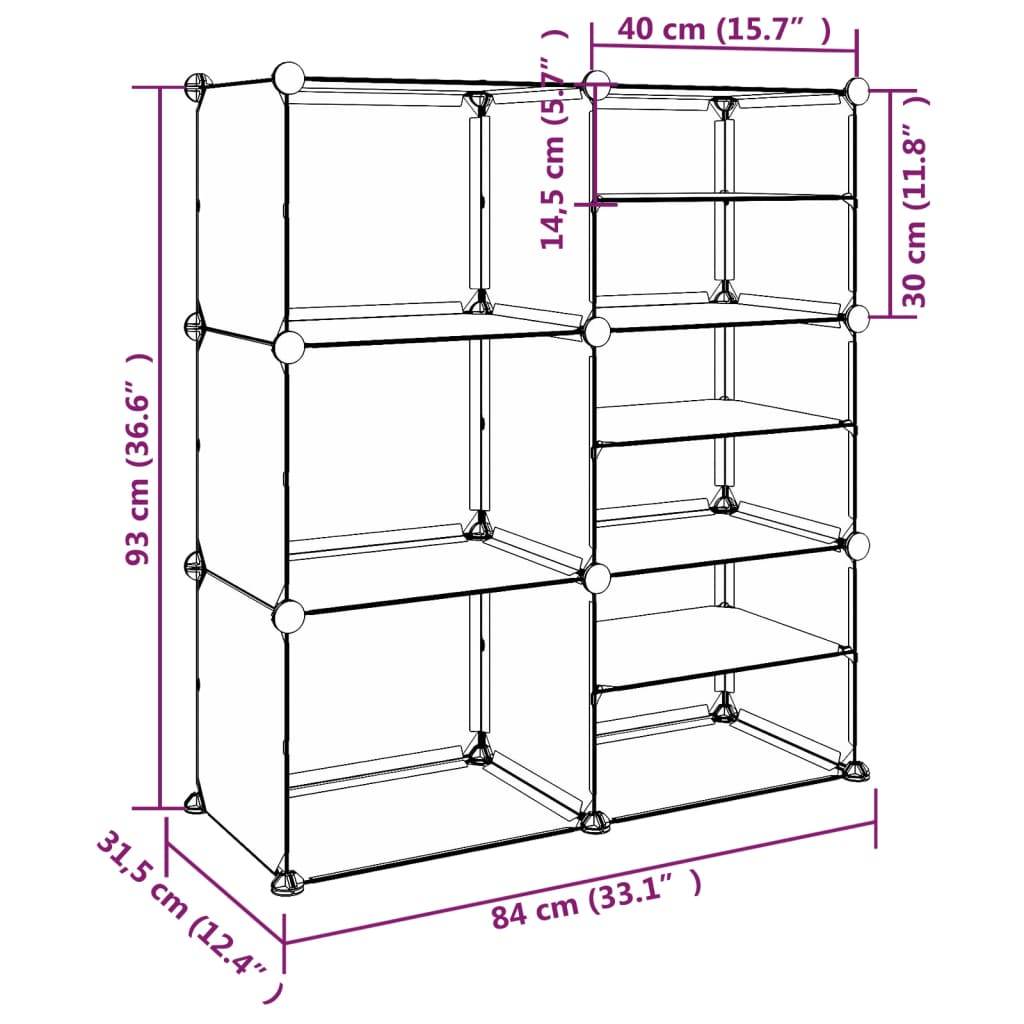 vidaXL Schuhregal Transparent 84x31,5x93 cm PP