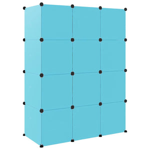 vidaXL Kinderschrank Modular mit 12 Würfeln Blau PP