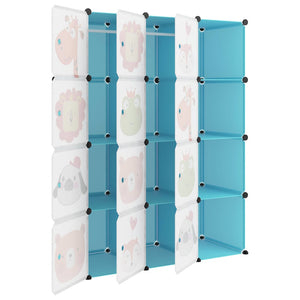 vidaXL Kinderschrank Modular mit 12 Würfeln Blau PP