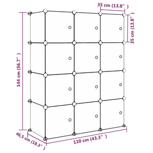 vidaXL Kinderschrank Modular mit 12 Würfeln Blau PP