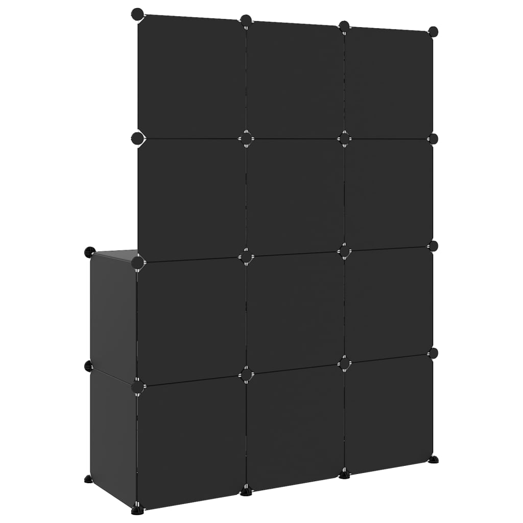 vidaXL Kinderschrank Modular mit 10 Würfeln Schwarz PP