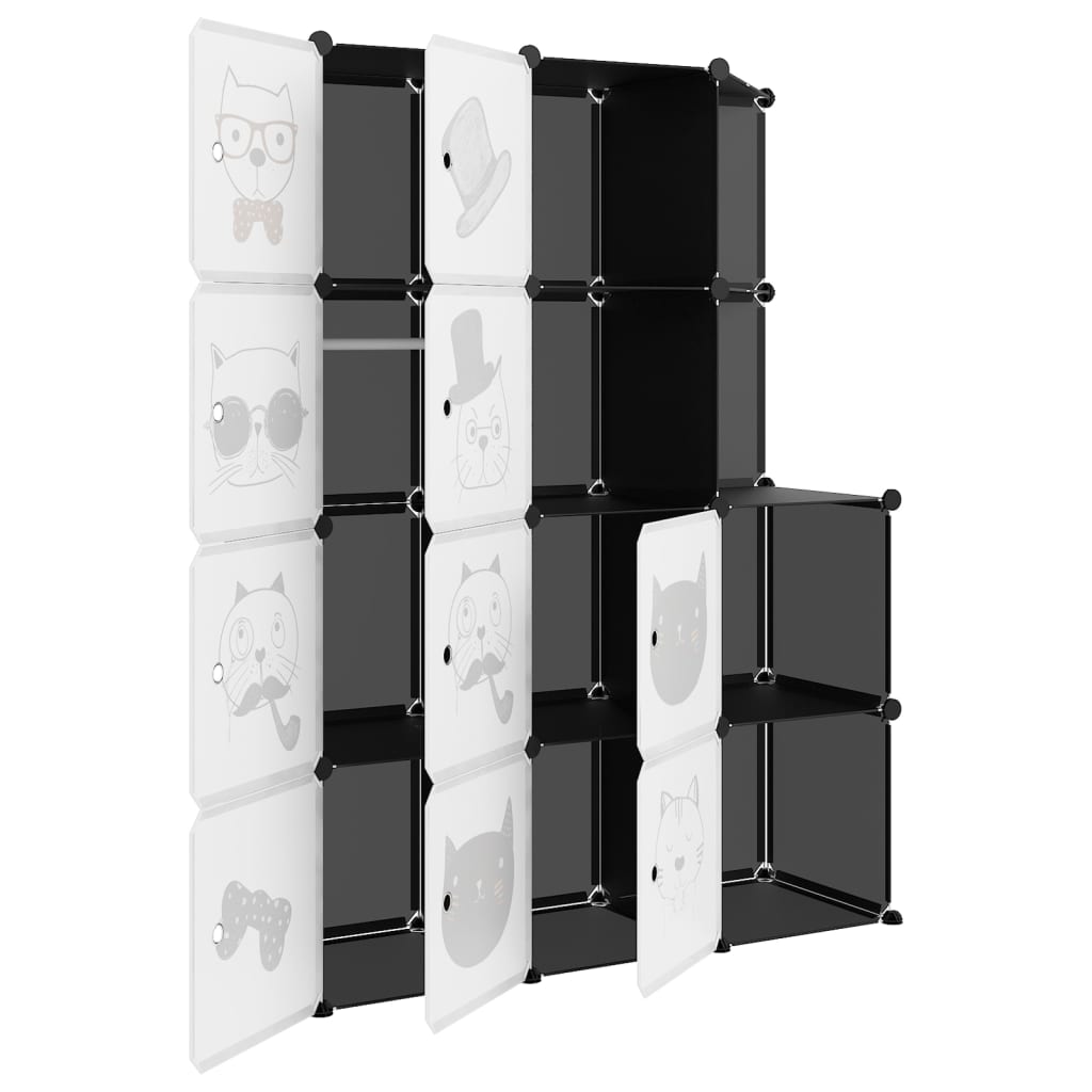 vidaXL Kinderschrank Modular mit 10 Würfeln Schwarz PP