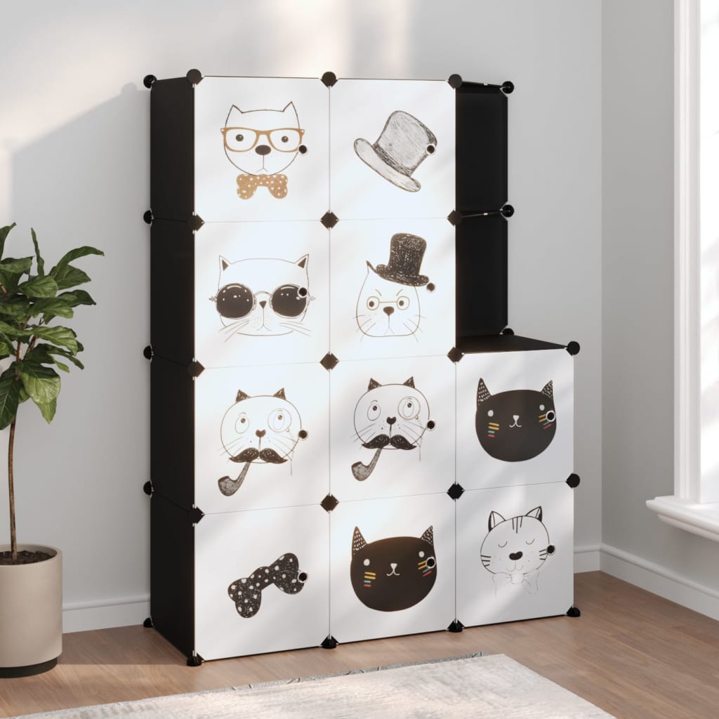 vidaXL Kinderschrank Modular mit 10 Würfeln Schwarz PP