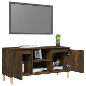 vidaXL TV-Schrank mit Massivholz-Beinen Räuchereiche 103,5x35x50 cm