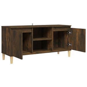 vidaXL TV-Schrank mit Massivholz-Beinen Räuchereiche 103,5x35x50 cm