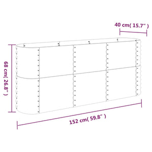 Hochbeet Pulverbeschichteter Stahl 152x40x68 cm Grau Stilecasa