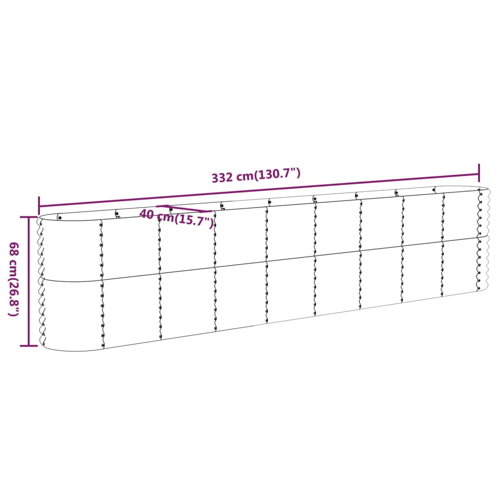 Hochbeet Pulverbeschichteter Stahl 332x40x68 cm Anthrazit Stilecasa