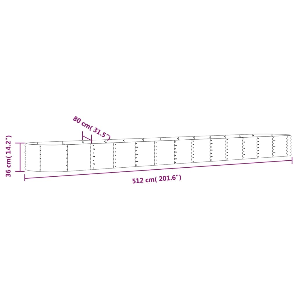 Hochbeet Pulverbeschichteter Stahl 512x80x36 cm Grau Stilecasa